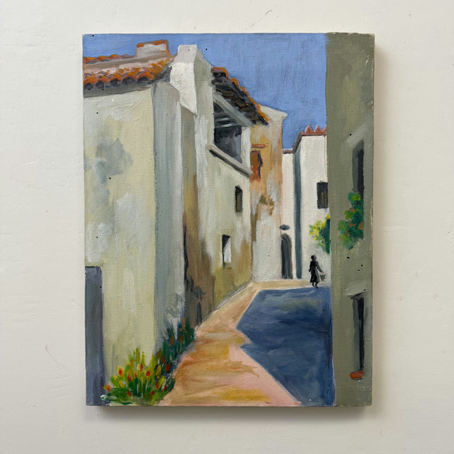 Detailed Cityscape Oil Painting "Narrow Alley" Rustic Small Artwork Holland Art Shop