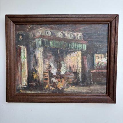 Classic Interior Oil Painting "Wooden Frame" Vintage Artwork Holland Art Shop