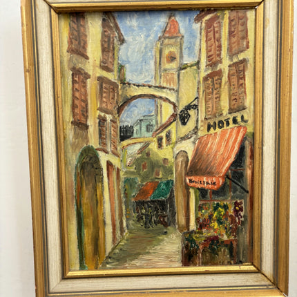 Vintage Cityscape Oil Painting "Narrow Street" Traditional Art Holland Art Shop