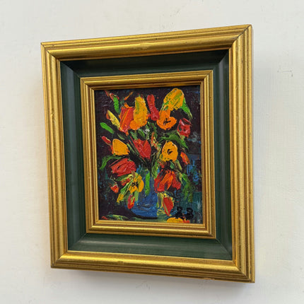 Rustic Floral Still Life Oil Painting "Flower Vase" Timeless Small Artwork Holland Art Shop