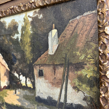 19th Century Antique Farm Oil Painting "Ornate Frame" Dutch Art Holland Art Shop