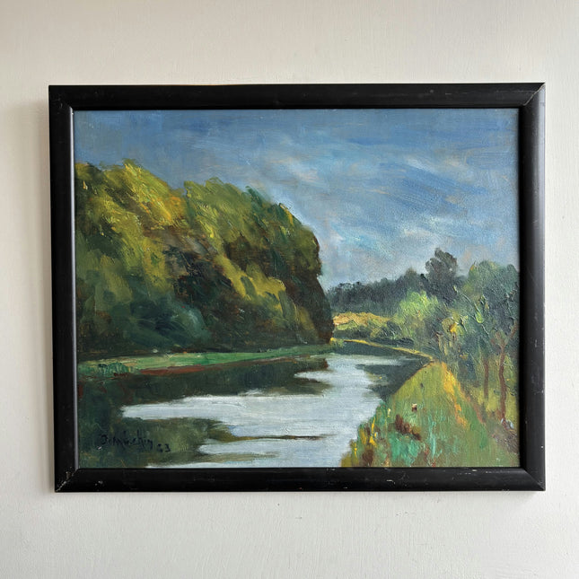 Authentic Landscape Oil Painting "River Bend" Elegant Artwork Holland Art Shop