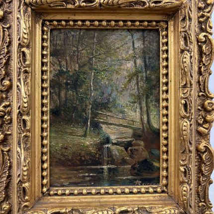 19th Century Antique Landscape Oil Painting "Gilded Frame" Small Artwork Holland Art Shop