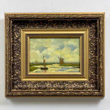 Authentic Landscape Oil Painting "Sailing Boat" Detailed Small Art Holland Art Shop
