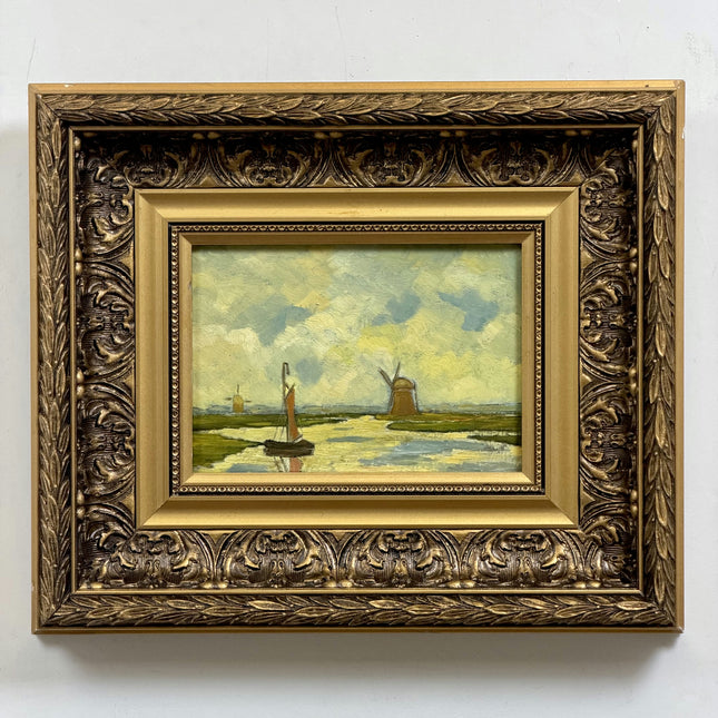 Authentic Landscape Oil Painting "Sailing Boat" Detailed Small Art Holland Art Shop
