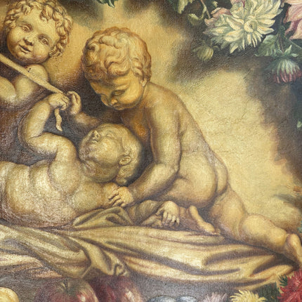 1918 Antique Figurative Oil Painting "Sleeping Cherubs" Art Holland Art Shop