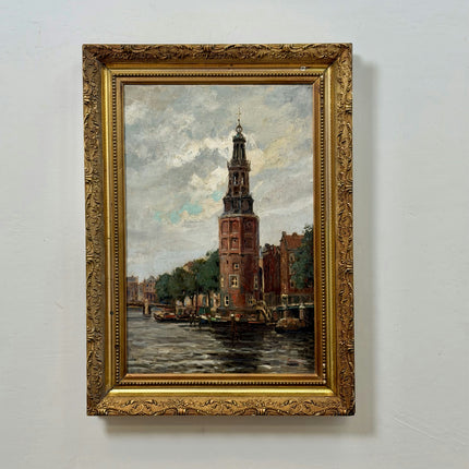 Handcrafted Cityscape Oil Painting "Church Tower" Authentic Large Artwork Holland Art Shop