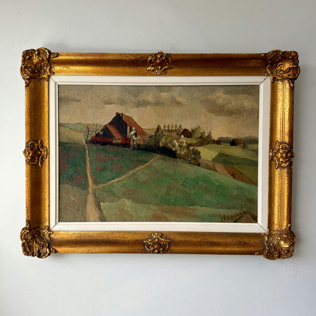 Fine Oil Painting Landscape "Farmhouse Landscape" Handcrafted Medium Art Holland Art Shop