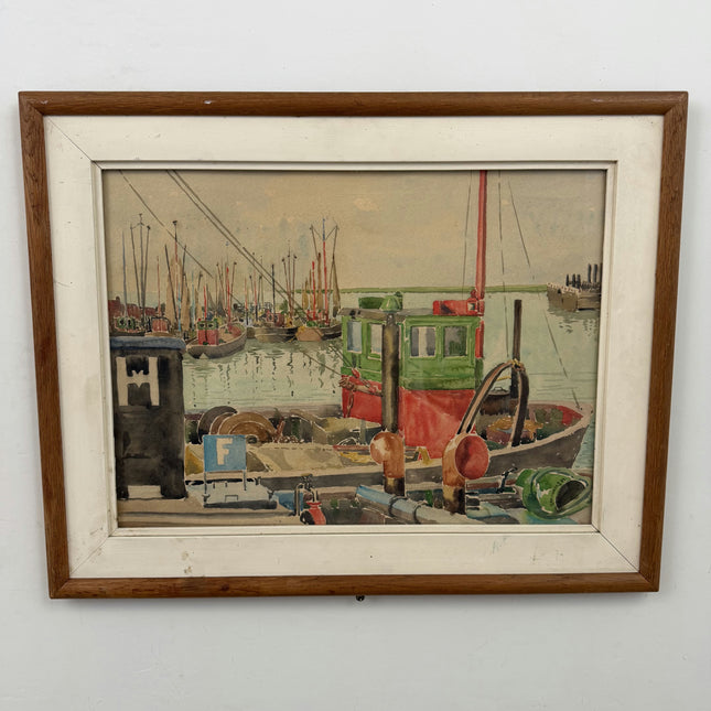 Rustic Harbor Scene Oil Painting "Fishing Boat" Traditional Art Holland Art Shop