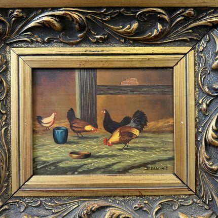 Detailed Animals Oil Painting "Golden Frame" Rustic Small Art Holland Art Shop