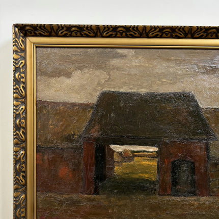 Authentic Farm Oil Painting "Thatched Roof" Refined Large Artwork Holland Art Shop