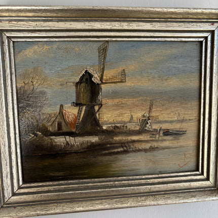 Traditional Landscape Oil Painting "Thatched Windmill" Elegant Small Art Holland Art Shop