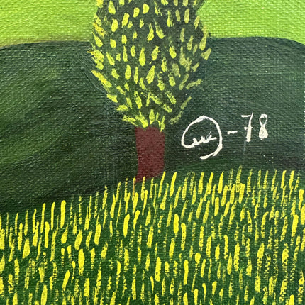 Vintage Folk Art Oil Painting "Lone Tree" Original Artwork Holland Art Shop