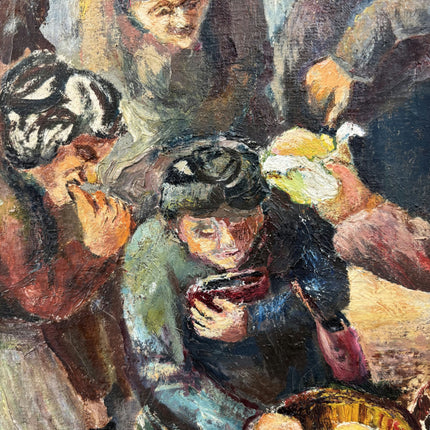 Handcrafted Figurative Oil Painting "Market Crowd" Authentic Large Artwork Holland Art Shop