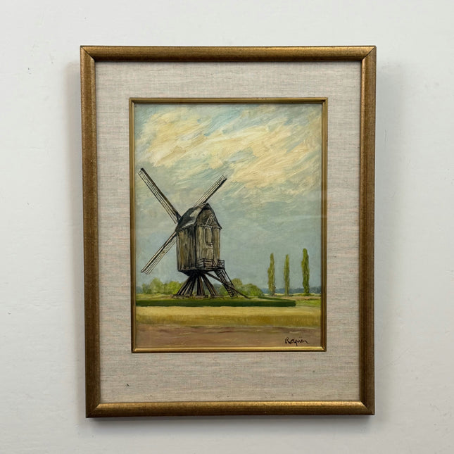 Traditional Landscape Oil Painting "Old Windmill" Vintage Art Holland Art Shop