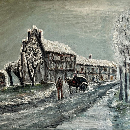 Authentic Winter Landscape Oil Painting "Snowy Cottage" Detailed Artwork Holland Art Shop