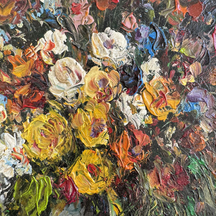 Elegant Floral Still Life Oil Painting "Flower Bouquet" Vintage Small Art Holland Art Shop
