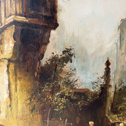 19th Century Antique Cityscape Oil Painting "Town Street" Large Art Holland Art Shop