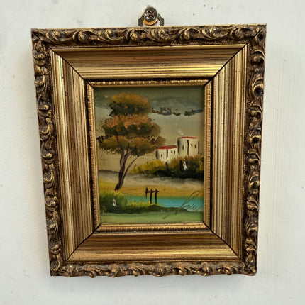Expressive Landscape Oil Painting "Gilded Frame" Rustic Small Art Holland Art Shop