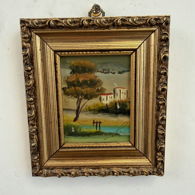 Expressive Landscape Oil Painting "Gilded Frame" Rustic Small Art Holland Art Shop