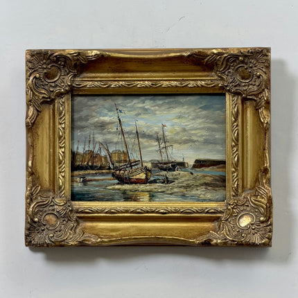 Traditional Seascape Oil Painting "Fishing Boat" Refined Small Artwork Holland Art Shop