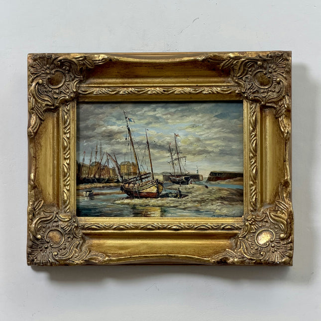 Traditional Seascape Oil Painting "Fishing Boat" Refined Small Artwork Holland Art Shop