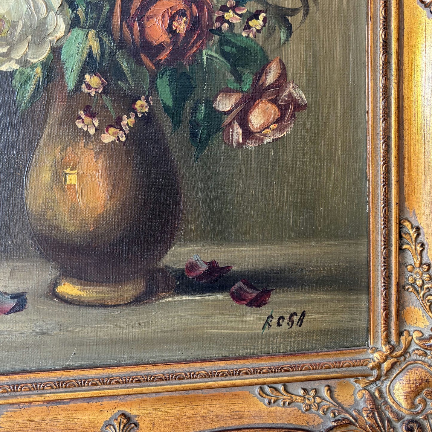 Refined Oil Painting Flowery Still Life "Flower Vase" Traditional Medium Art