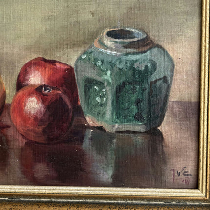 Vintage Still Life Oil Painting "Green Vase" Authentic Small Art Holland Art Shop