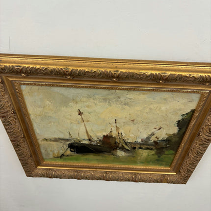 Handcrafted Harbor Scene Oil Painting "Sailing Boats" Refined Belgique Artwork Holland Art Shop