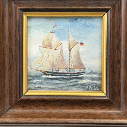 Original Seascape Oil Painting "Sailing Ship" Handcrafted Small Art Holland Art Shop