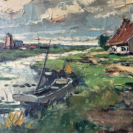 Authentic Landscape Oil Painting "Wooden Frame" Original Large Art Holland Art Shop