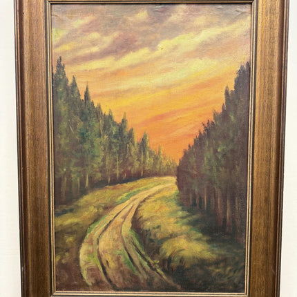Antique Landscape Oil Painting "Country Road" Detailed Large Artwork Holland Art Shop