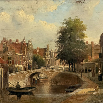 Detailed Cityscape Oil Painting "Canal Bridge" Elegant Artwork after Weissenbruch Holland Art Shop