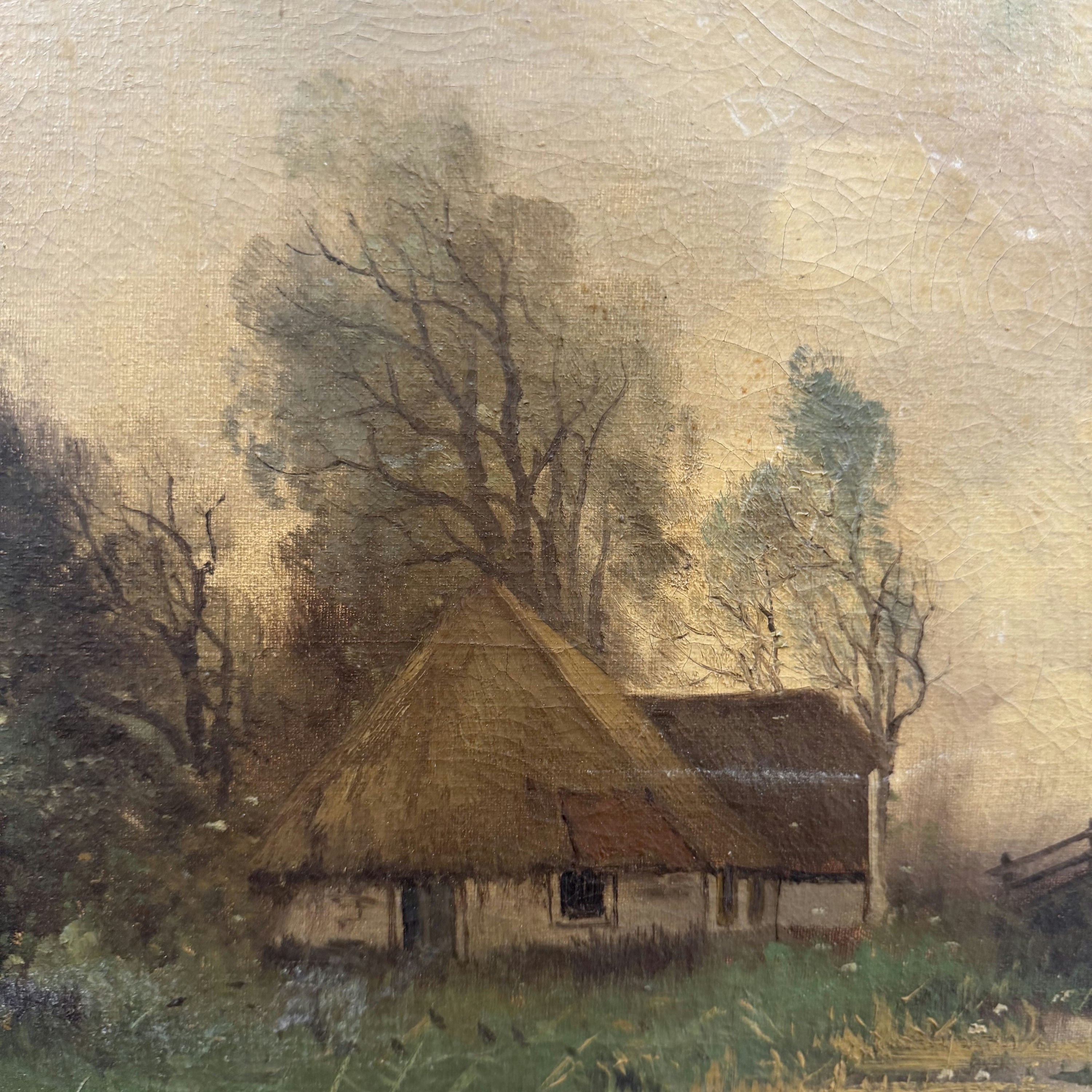19th Century Antique Landscape Oil Painting 