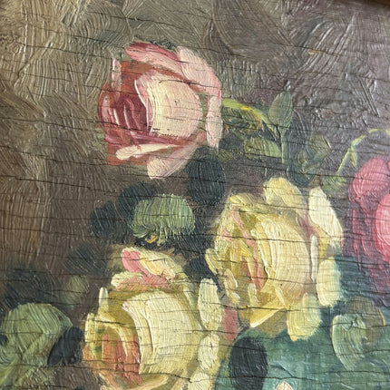 Antique Floral Still Life Oil Painting "Rose Vase" Handcrafted Small Artwork Holland Art Shop