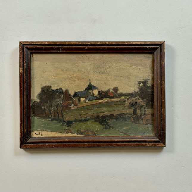 19th Century Antique Landscape Oil Painting "Framed Painting" Small Artwork Holland Art Shop