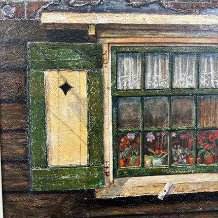 Traditional Cityscape Oil Painting "Green Window" Timeless Artwork Holland Art Shop