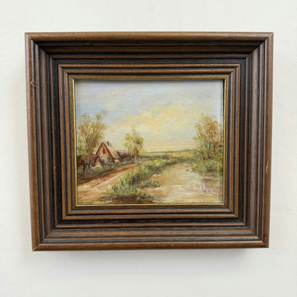 Rustic Landscape Oil Painting "Thatched Cottage" Elegant Small Art Holland Art Shop