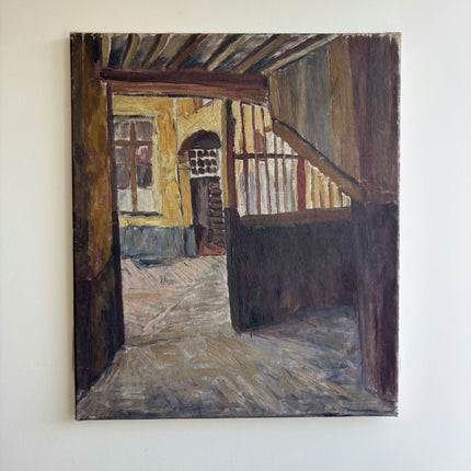 Traditional Cityscape Oil Painting "Wooden Staircase" Expressive Art Holland Art Shop