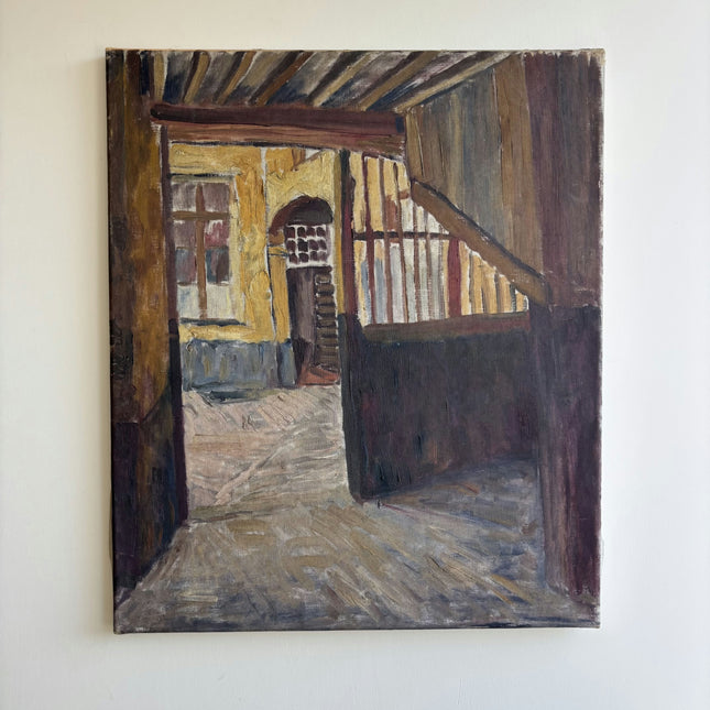Traditional Cityscape Oil Painting "Wooden Staircase" Expressive Art Holland Art Shop