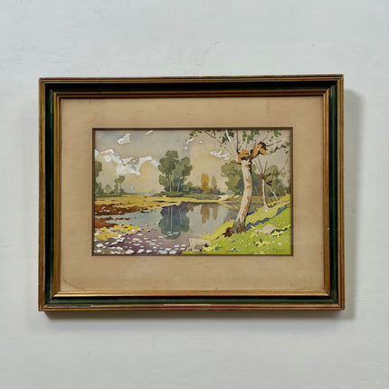Refined Landscape Aquarel "Framed Painting" Rustic Art Holland Art Shop