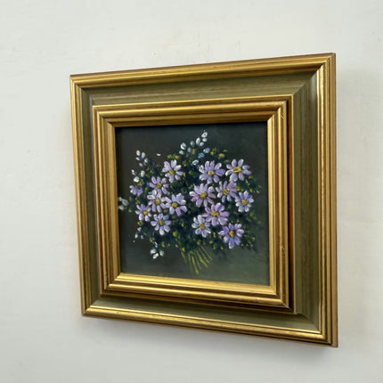 Refined Floral Still Life Oil Painting "Purple Daisies" Timeless Small Artwork Holland Art Shop