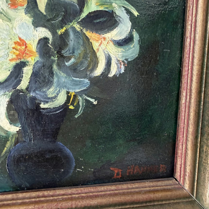 Expressive Floral Still Life Oil Painting "Flowered Vase" Vintage Small Artwork Holland Art Shop