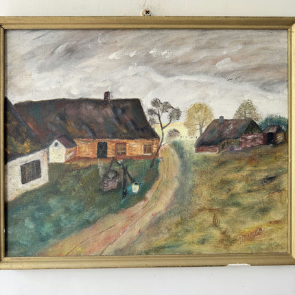 Vintage Farm Oil Painting "Rural Cottage" Timeless Small Artwork Holland Art Shop