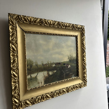 Authentic Animals Oil Painting "Gilded Frame" Vintage Artwork Holland Art Shop