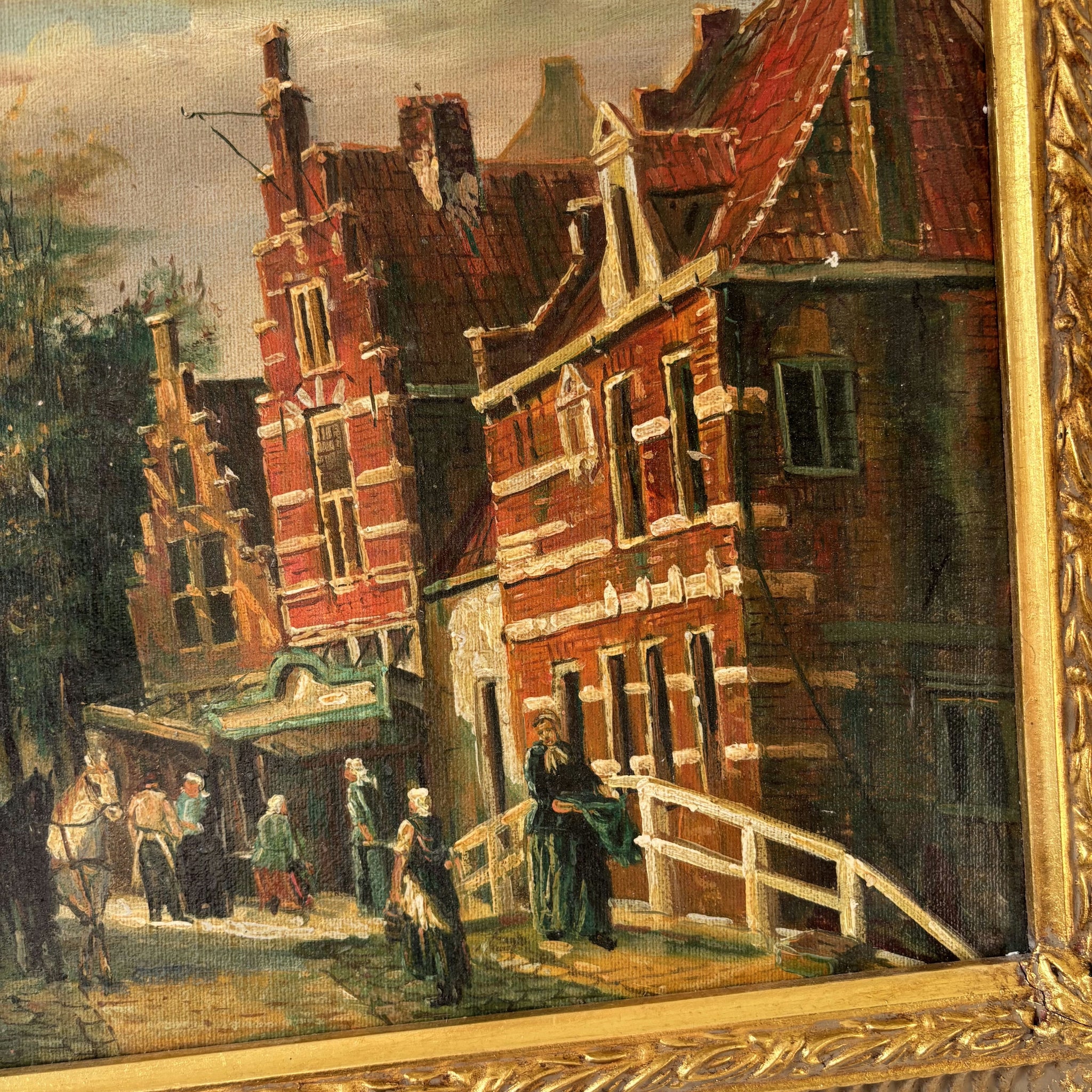 19th Century Cityscape Oil Painting 