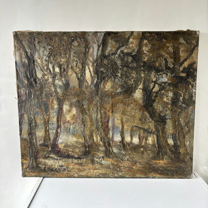 19th Century Antique Landscape Oil Painting "Textured Canvas" Artwork Holland Art Shop