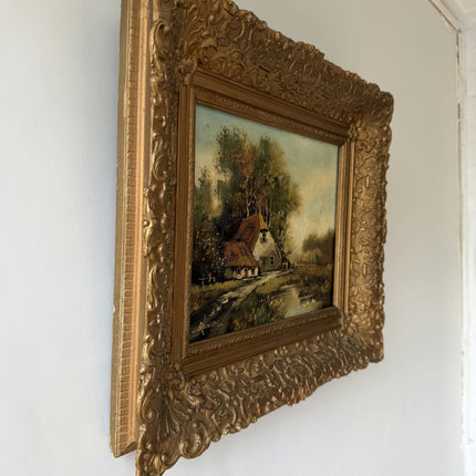 Handcrafted Landscape Oil Painting "Gilded Frame" Vintage Art Holland Art Shop