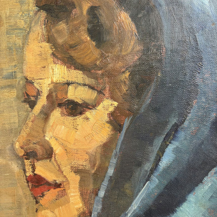 Handcrafted Portrait Oil Painting "Woman In Shawl" Rustic Art Holland Art Shop