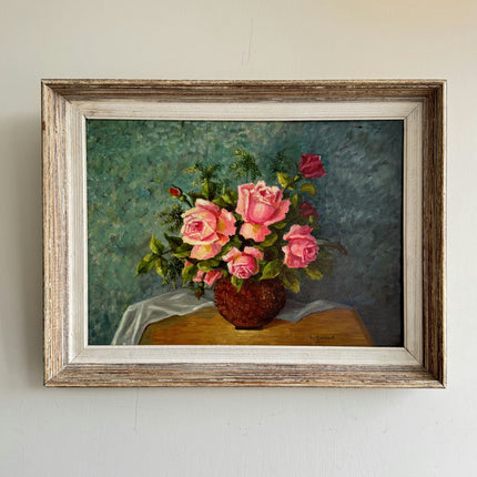 Expressive Floral Still Life Oil Painting "Pink Roses" Handcrafted Art Holland Art Shop